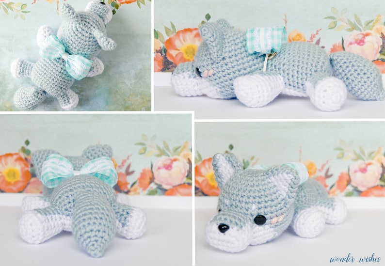 Amigurumi Wolf Crochet Pattern, cute stuffed animal, digital instructions, make your own kawaii plush, diy plushie, wonder wishes studio image 5