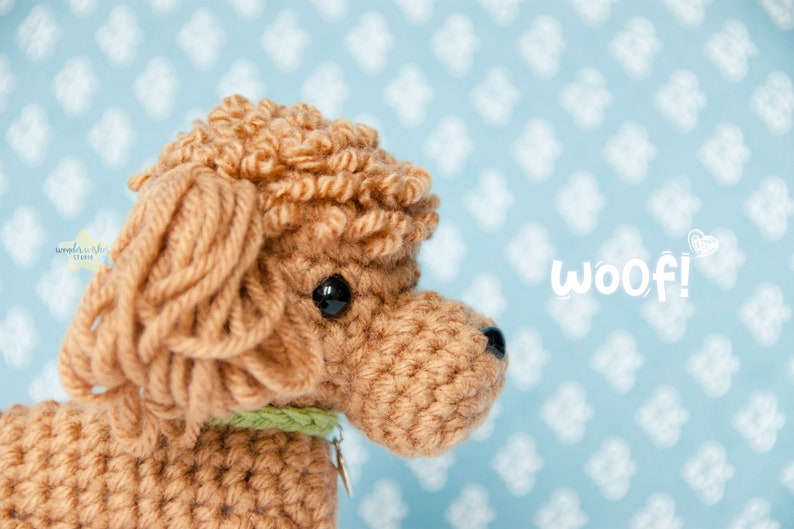 Custom Crochet Plush Dog, amigurumi for dog lover, custom pet dog portrait, dog lover gift, plush pet memorial, personalized dog gift Fluff/Curls on Head