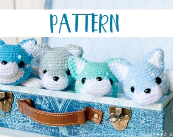Amigurumi Wolf Crochet Pattern, cute stuffed animal, digital instructions, make your own kawaii plush, diy plushie, wonder wishes studio
