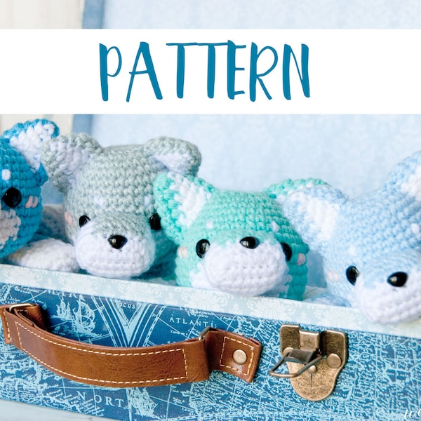 Amigurumi Wolf Crochet Pattern, cute stuffed animal, digital instructions, make your own kawaii plush, diy plushie, wonder wishes studio