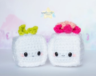Tofu Cute Amigurumi, white plushie, small gifts, kawaii plush, crochet cube, cute stuffed animal, kawaii birthday gift, custom amigurumi