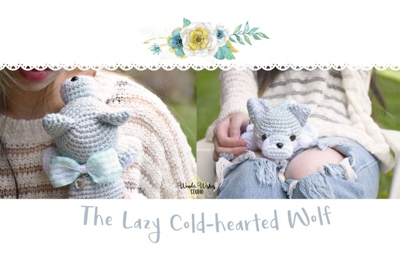 Amigurumi Wolf Crochet Pattern, cute stuffed animal, digital instructions, make your own kawaii plush, diy plushie, wonder wishes studio image 8