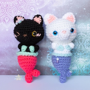 Kawaii Merkitty Mermaid Cat, amigurumi kitty plushie, cat plush keychain, kitten stuffed animal, cat lover gift, cute cats, underwater plush