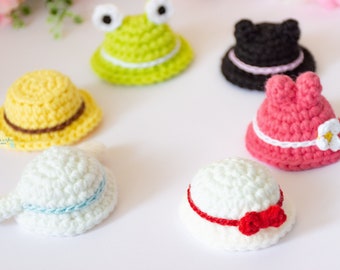 Cute Mini Crochet Hats for small toys and plushies, small bucket hats, kawaii crochet hats, unique handmade spring summer hats (hat restock)