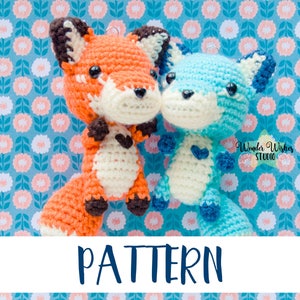 Amigurumi Fox Pattern, cute crochet animal keychain written instructions, make your own stuffed canine, kawaii plush bag charm, DIY yarn toy