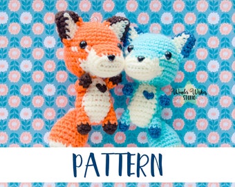 Padrão de Raposa Amigurumi, instruções escritas para chaveiro de crochê de animal fofo, faça seu próprio cãozinho de pelúcia, enfeite de bolsa kawaii de pelúcia, brinquedo de lã DIY