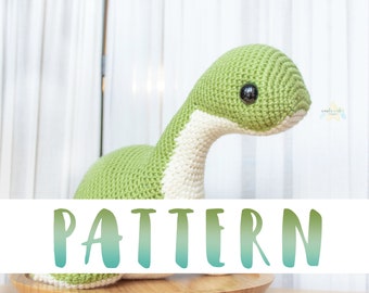 Nessie Amigurumi-patroon, haakpatroon monster Loch Ness, cryptid pluche maak je eigen pdf-bestand, haakpatroon digitale download