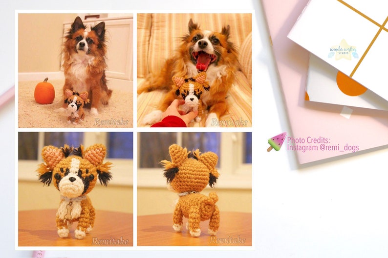 Custom Crochet Plush Dog, amigurumi for dog lover, custom pet dog portrait, dog lover gift, plush pet memorial, personalized dog gift Mixed+Extra Fluff