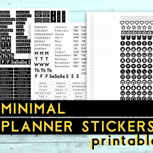 Printable Planner Stickers, Bullet Journal sticker minimal planner kit, Personalized planner, Bullet journal accessories printable stickers