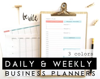 Boss lady Planner Kit, Daily Weekly Planner Printable, Hourly Business Planner with Habit tracker, Project planner & undated planner