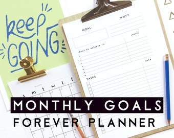 Goal Planner, Monthly Productivity Pages, Goal Tracker (Printable)