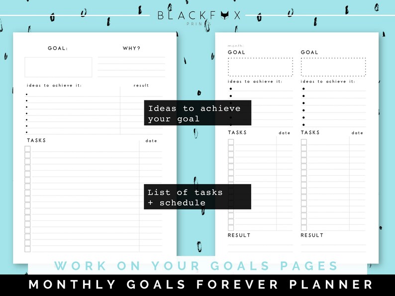 Goal Planner Monthly Planner Printable Goal Setting Productivity
