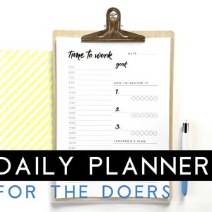 Daily Printable Planner, Goal setting daily planner insert, Day on a page daily planner, Minimalist planner printable schedule, Goal tracker