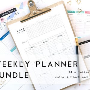 BUNDLE WEEKLY PLANNER Printable. 10 Weekly Organizer Planner Pages. Weekly Planner Bundle. 10 different weekly planner printable layouts kit
