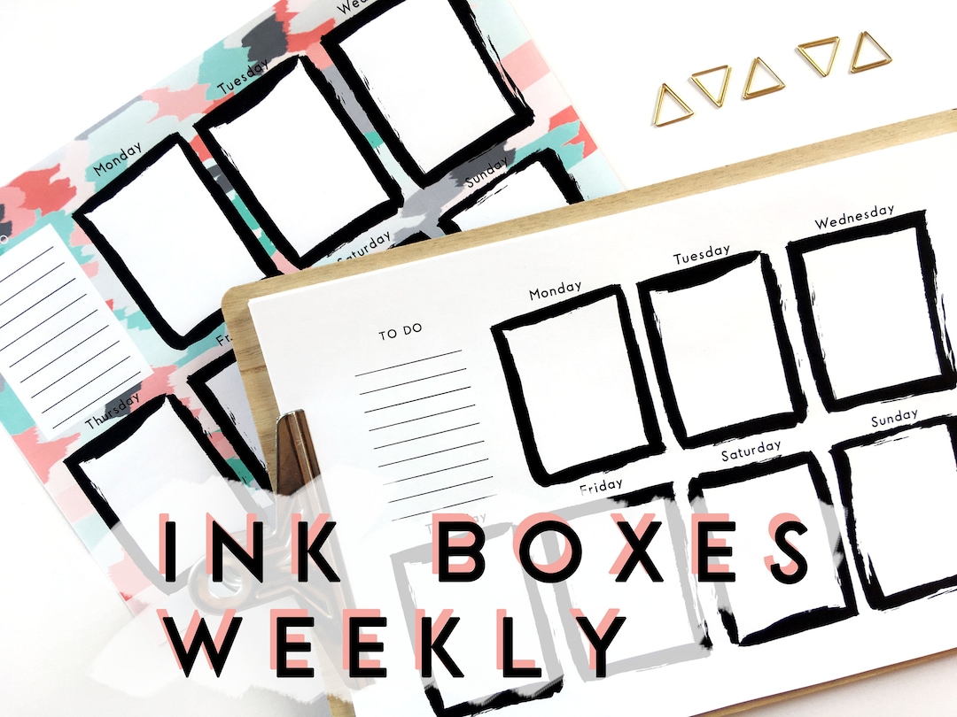 Weekly Printable Planner Ink Boxes, Digital Download, to Do List, A4 A5