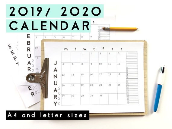 2019 2020 Desk Calendar 2020 Printable Wall Calendar Minimal Printable Planner With To Do List Horizontal Monthly Calendar Pdf