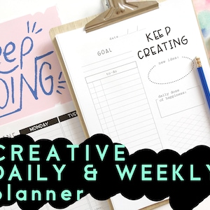 Creative Daily Weekly Planner Set, Digital download printable planner, Inspirational Quote Happy planner, to do list, Girl boss personalized