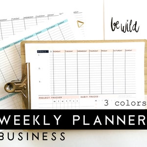 Weekly Planner Printable, Business Planner with Habit Tracker, Girl boss planner and hourly planner for a boss lady, Undated Planner Pages