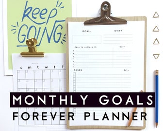 Printable Planner Goal Setting Planner, Vision board Goal printable, Monthly goal tracker, Goal Planning undated 2019 Planner Agenda.