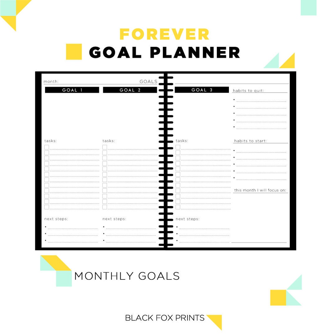 GOAL PLANNER Goal Setting Printable Planner A4 and A5 Etsy
