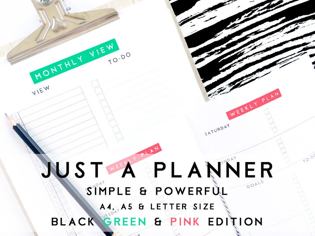 Simple Printable Planner Bundle, Minimalist 2019 Planner, Daily Planner Weekly Planner Pages W ...