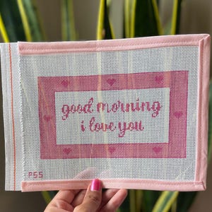good morning i love you - Needlepoint Canvas I Needlepoint Canvas 18 Mesh Hand-Painted Pink with Hearts Needlepoint Love
