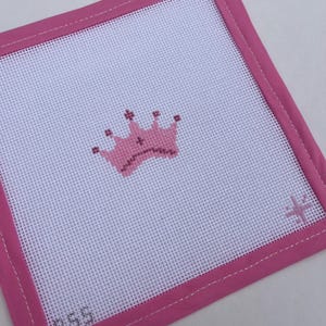 Pink Crown - Needlepoint Canvas I Needlepoint Canvas 18 Mesh Hand-Painted Pink