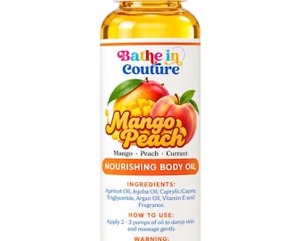 Mango Peach Body Oil: Apricot, Jojoba & Coconut Oils - 4oz