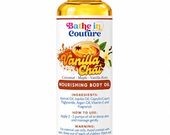 Vanilla Chai Body Oil for Women, Vanilla Perfume Oil After Shower, Scented Moisturizing Body Fragrance, Fast Absorbing Body Oil Gift 4oz