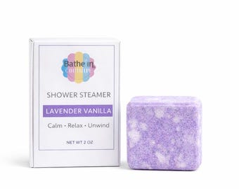 Lavendel Vanilj Duschångare | Avslappnande Aromaterapi Duschångare | 50 ml Spa Tablett | Stresslindrande Duschbomb | Gåva för Självvård