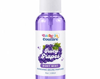 Sweet Grapes Body Mist, Fruity Scented Perfume Spray For Her, Gourmand Body Fragrance, Grape Candy Fruit Scent, Women Body Mist 2oz 4oz