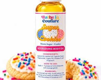 Sugar Cookies Vanilla Perfume Body Oil for Women, Gourmand Scented Body Oil for Her, Body Moisturizer, Essential Oil Self Care Skin Gift 4oz
