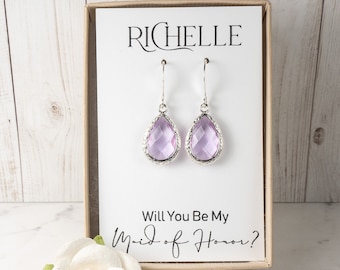 Purple Bridesmaid Earrings - Silver Lavender Earrings - Bridesmaid Gift - Wedding Jewelry - Bridesmaid Jewelry - Purple Wedding Accessories