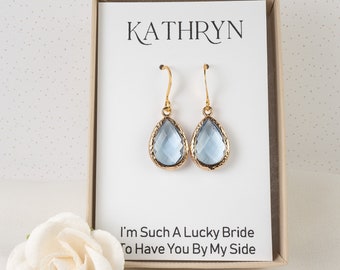 Light Blue Bridesmaid Earrings - Dusty Blue Earrings - Blue Teardrop Earrings - Blue Wedding Jewelry - Bridesmaid Jewelry - Bridesmaid Gift