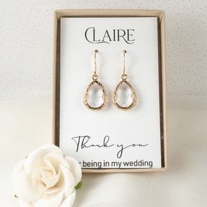 Crystal Bridesmaid Earrings Clear Teardrop Earrings Crystal Wedding Jewelry, Bridesmaid Gift Bridesmaid Earrings Bridesmaid Jewelry afbeelding 1