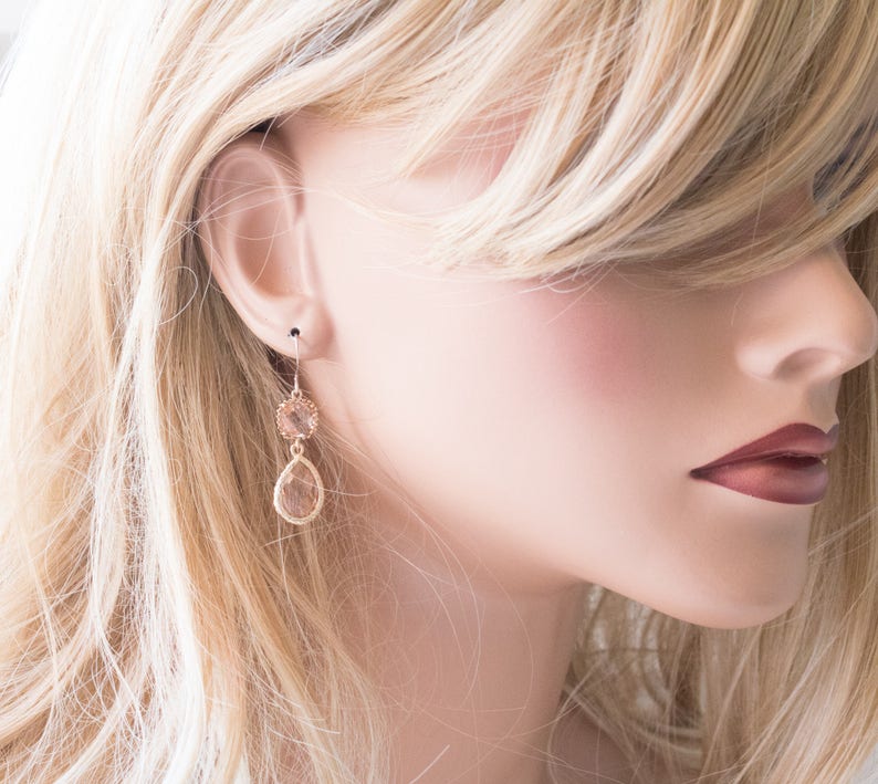 Peach Bridesmaid Earrings Blush Bridesmaid Earrings Peach Etsy