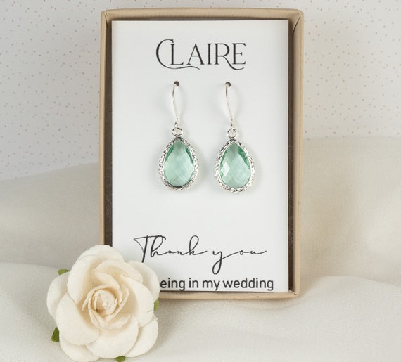 Sage Green Wedding Bridesmaid Earrings Green Gold Teardrop Earrings Green Earrings Prasiolite Green Earrings Green Wedding Jewelry