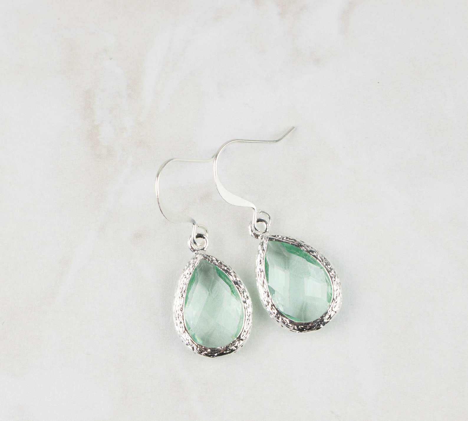 Light Green Bridesmaid Jewelry Set Sage Green Silver Jewelry Etsy