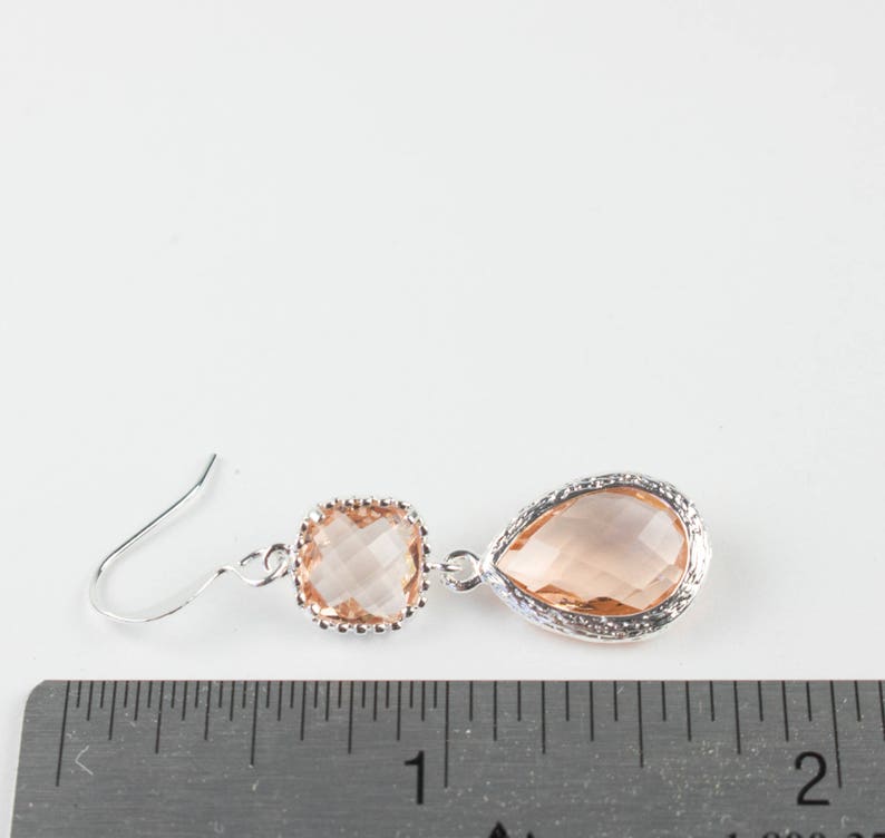 Peach Bridesmaid Earrings Long Peach Earrings Blush Etsy