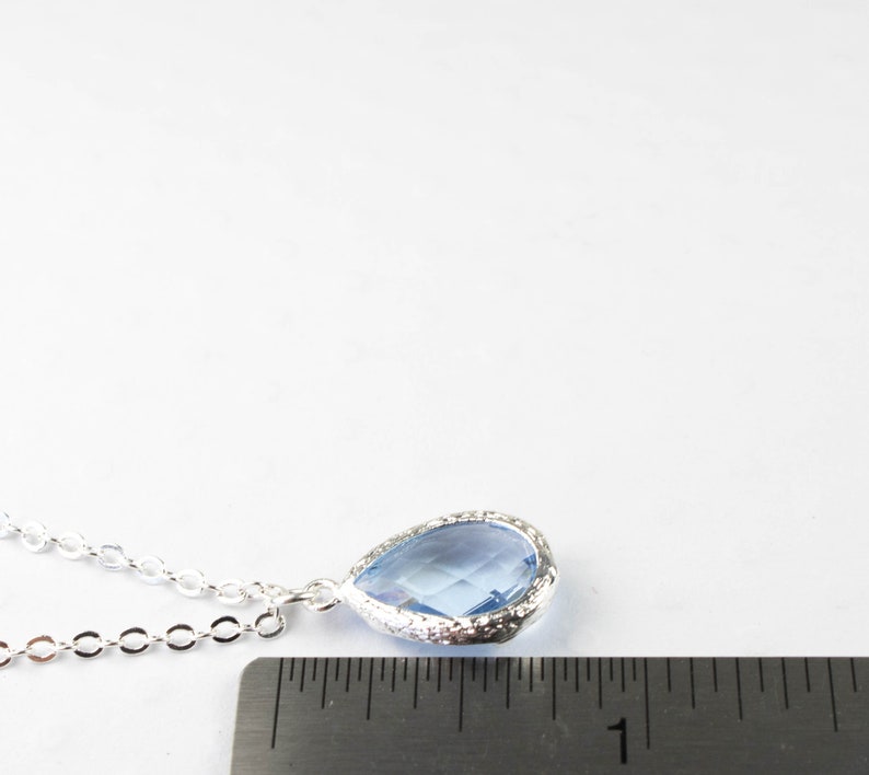 Blue Bridesmaid Necklace Light Blue Silver Necklace Dusty Etsy