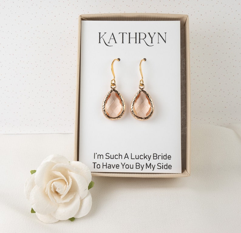 Peach Bridesmaid Earrings Blush Bridesmaid Earrings Etsy