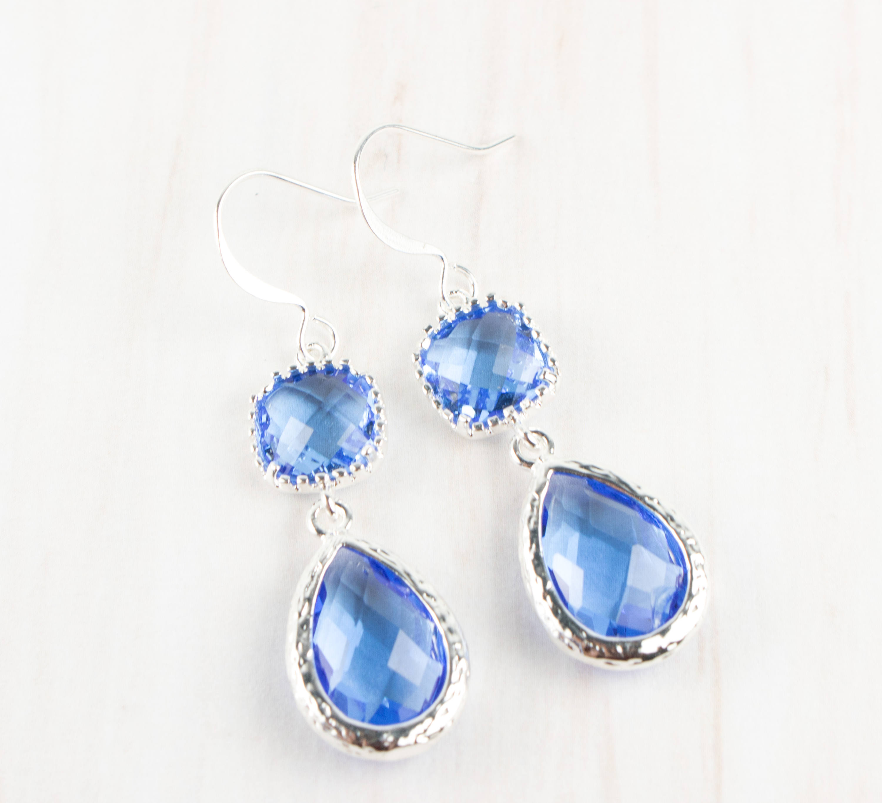 Bridesmaid Blue Earrings Long Sapphire Blue Silver Earrings - Etsy