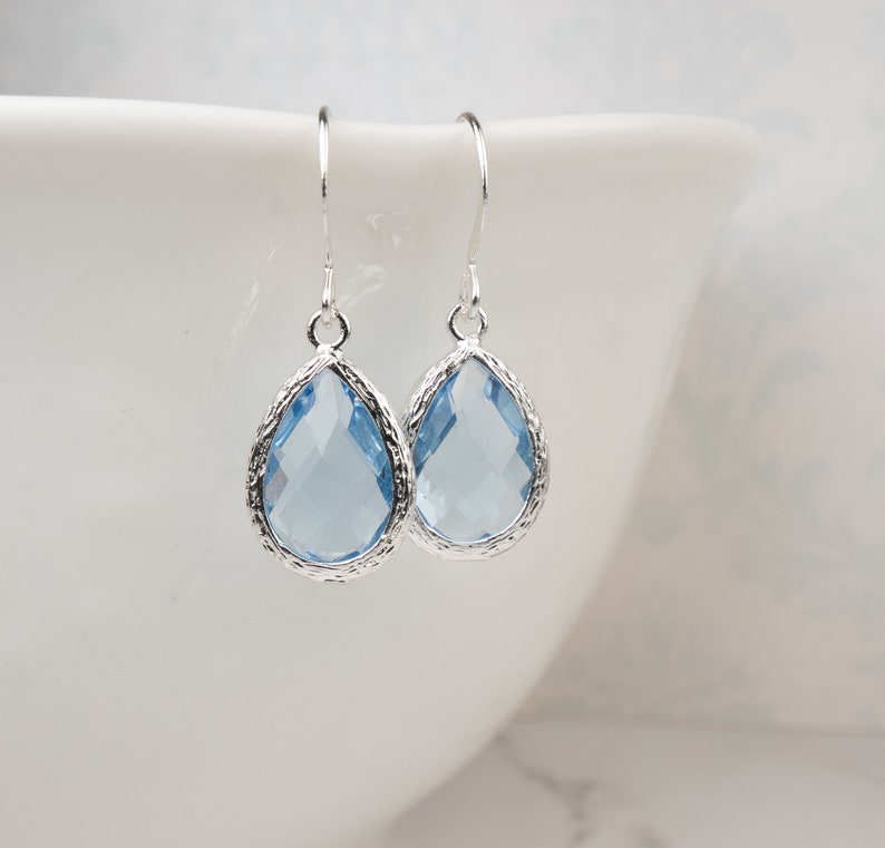 Light Blue Bridesmaid Earrings Dusty Blue Earrings Pale - Etsy