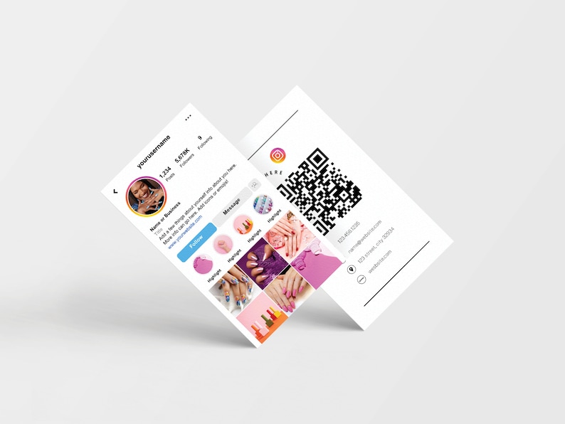 Limited Edition Instagram Business Cards QR Code Canva Etsy