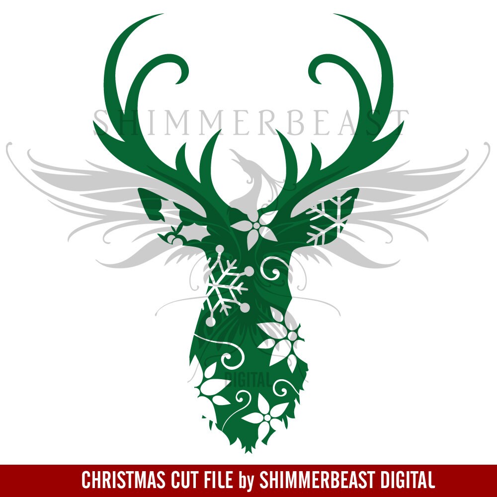 Download Christmas SVG Cut File Floral Christmas Deer svg Deer head ...