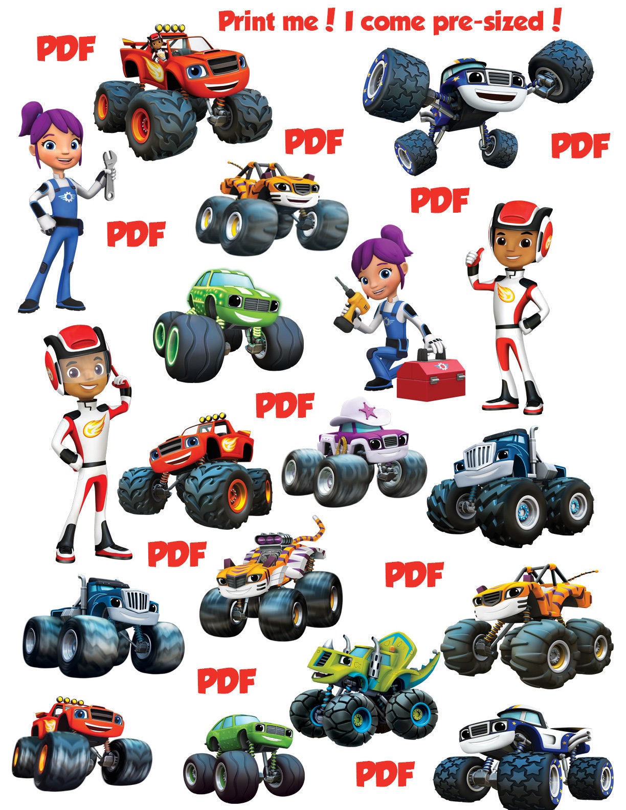 Blaze & the Monster Machines Clipart Images INSTANT DOWNLOAD Etsy