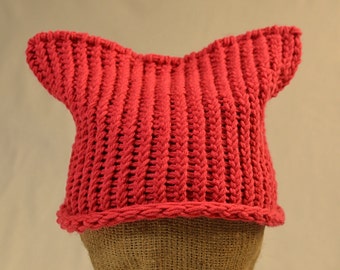Pink Pussycat hat, Pussyhat Project March hat, pussyhat kitty ear hat, cat lover crochet cat hat, cat ear hat, #pussyhatproject trending now