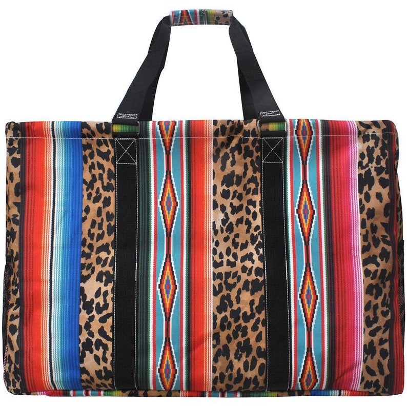 Extra Large Utility Tote Monogrammed Serape Pattern car organizer carryall tote great gift teacher bag summer tote beach bag