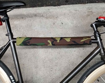 Bike Top Tube Protector Woodland Camo Nylon Cordura Fixed Gear Bike Polo Frame Pad.