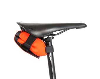 High Visibility Blaze Orange Bike Seat Bag Cordura Nylon Water Resistant Hand Made.